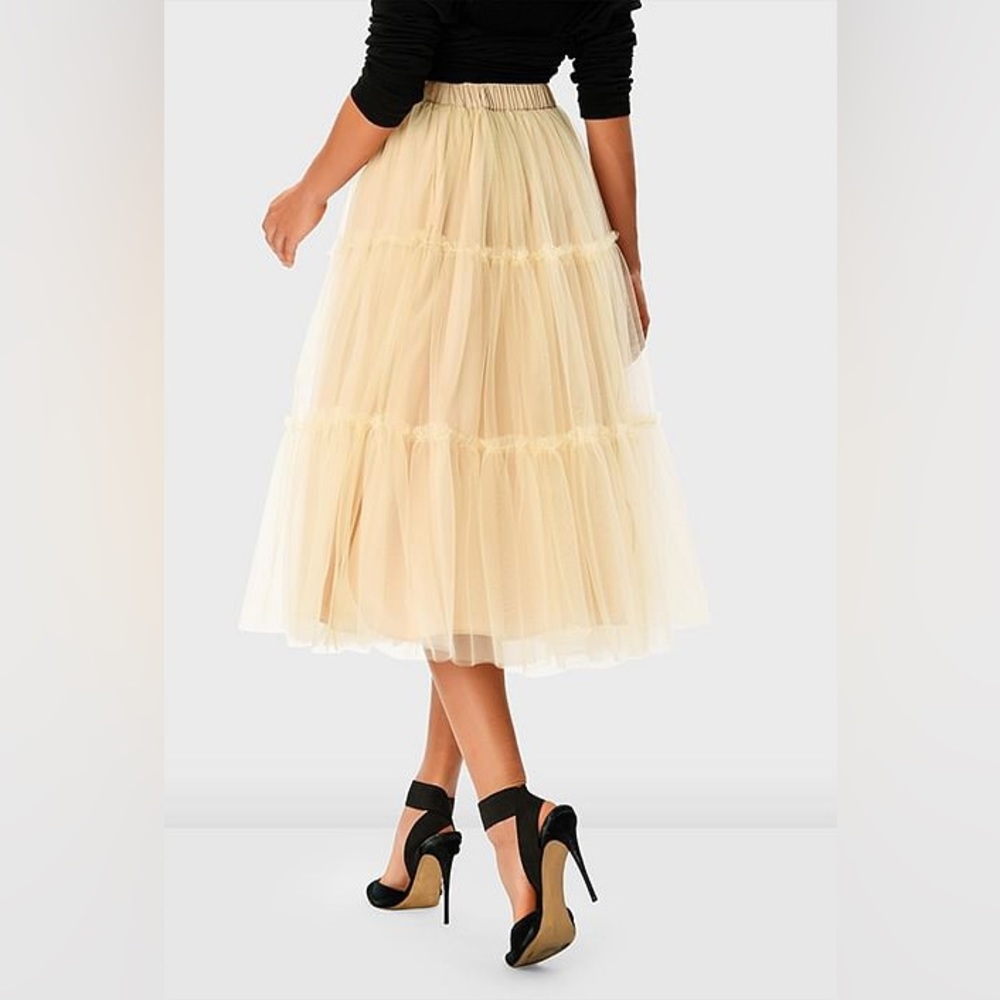 Ruffle Mesh Tiered Skirt in Champagne - Picture 10 of 17